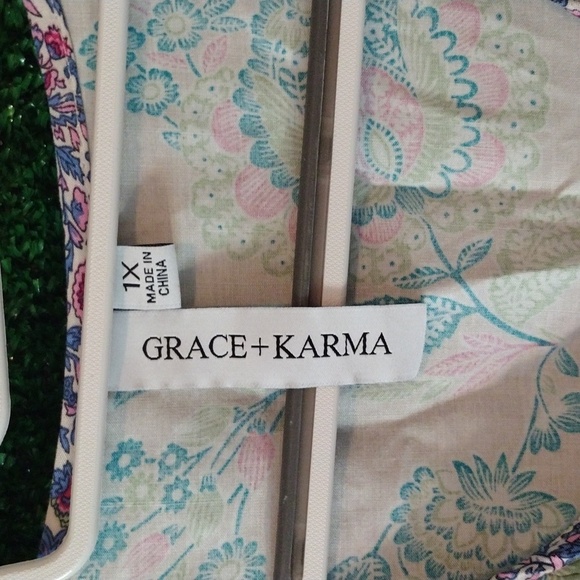 Pink and Purple Long Sleeve Tie Front Blouse - Picture 2 of 5